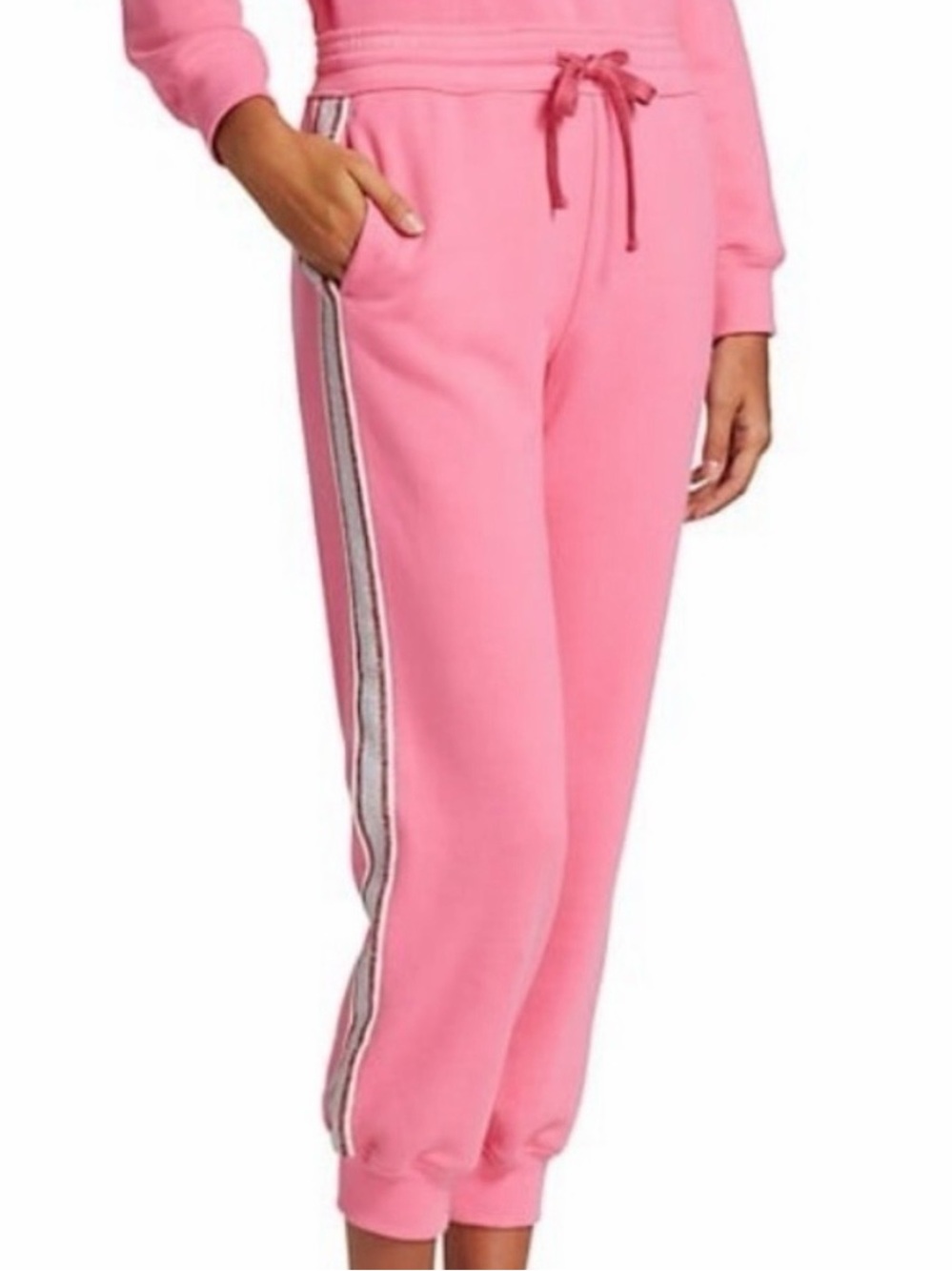 Derek Lam IO Crosby 🩷 Pink w/ Silver Stripe Sera Track/Joggers. Size Small